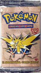 Pokemon Fossil 1st Edition Booster Pack - Zapdos Artwork